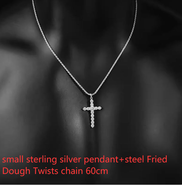 S925 Sterling Silver Cross Necklace for Men