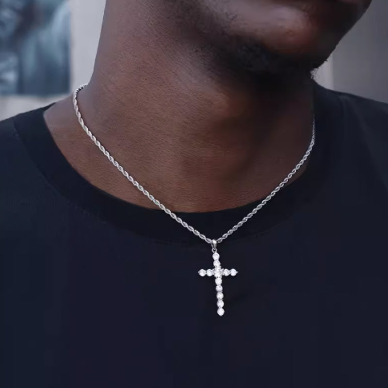 S925 Sterling Silver Cross Necklace for Men