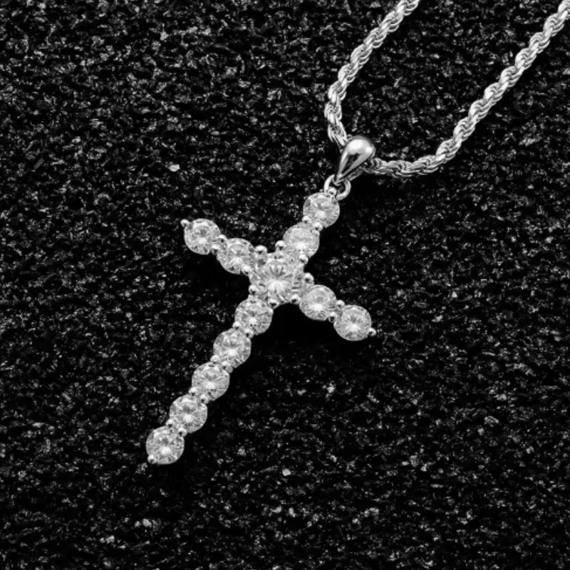 S925 Sterling Silver Cross Necklace for Men