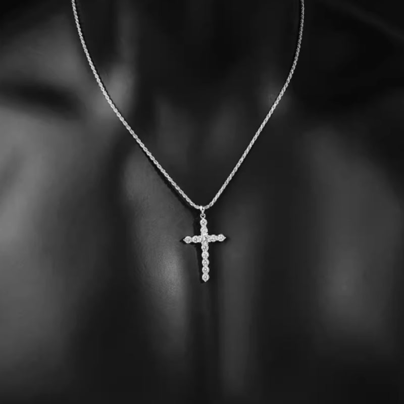 S925 Sterling Silver Cross Necklace for Men