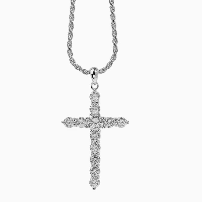 S925 Sterling Silver Cross Necklace for Men