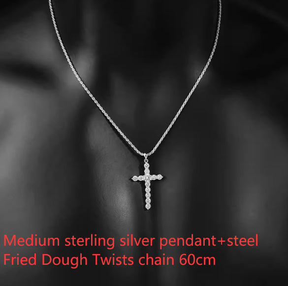 S925 Sterling Silver Cross Necklace for Men